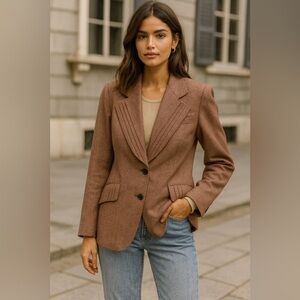 NWT Vintage 70s Blazer Jacket Retro Heathered Spice Hand Made Single Bre…​​​